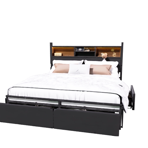 king storage bed with six drawers and tall headboard 3d sketchup model preview