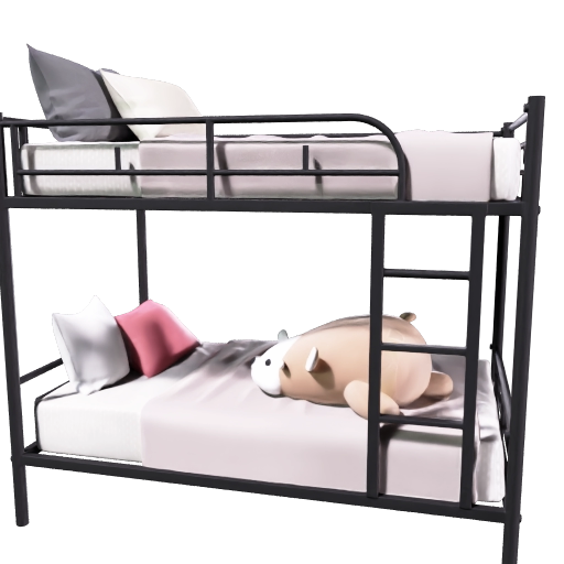 twin over twin metal bunk bed with ladder 3d sketchup model preview