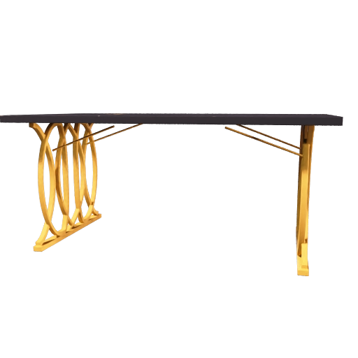 rectangular black faux marble dining table with gold legs 3d sketchup model preview