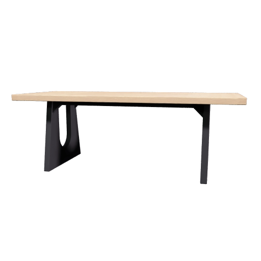 large rectangular oak and black farmhouse dining table 3d sketchup model preview
